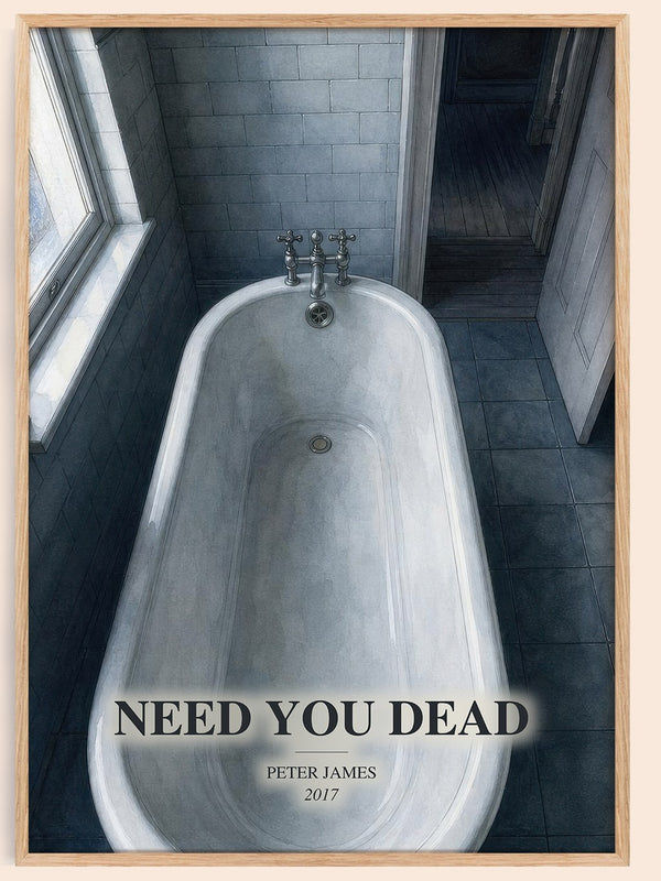 Need You Dead watercolour book poster by Peter James – framed literary art print