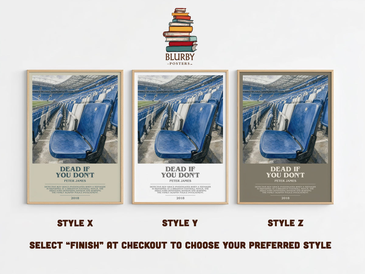 Dead If You Don't bookish print in frame leaning in hallway – crime wall art (mockup)