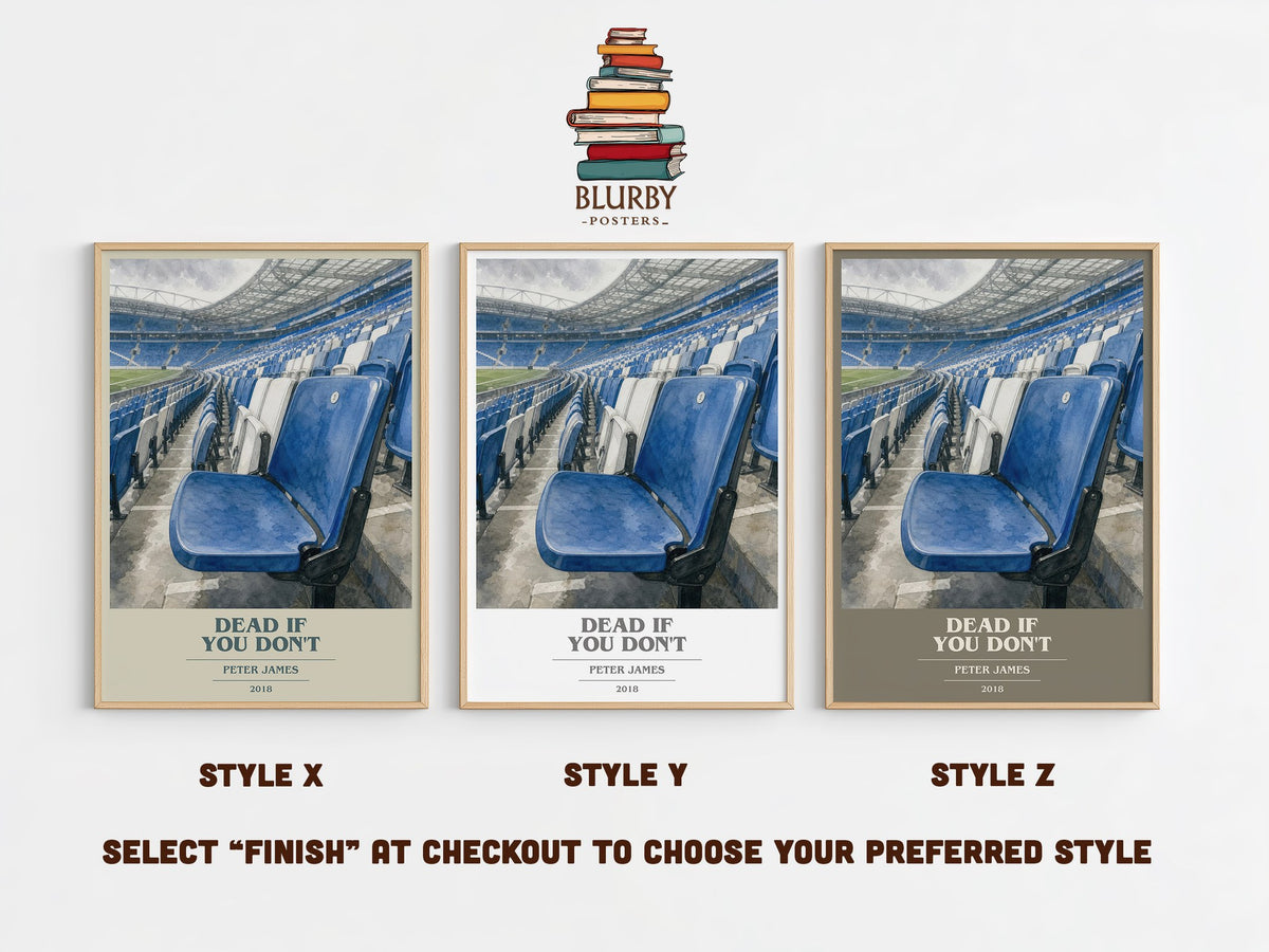 Dead If You Don't book cover print in frame leaning in hallway – crime wall art (mockup)