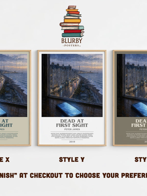 Dead at First Sight bookish print in frame leaning in hallway – crime wall art