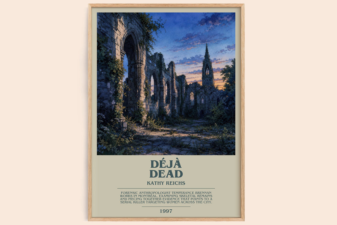 Déjà Dead bookish book poster by Kathy Reichs – framed literary art print