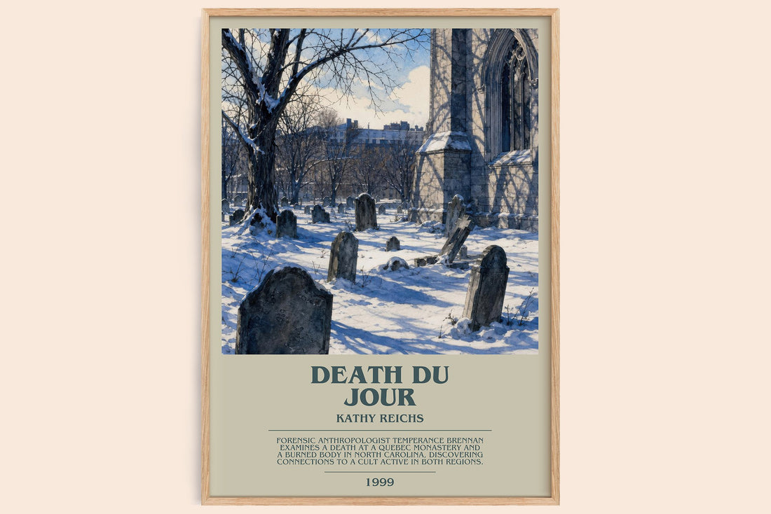 Death du Jour bookish book poster by Kathy Reichs – framed literary art print