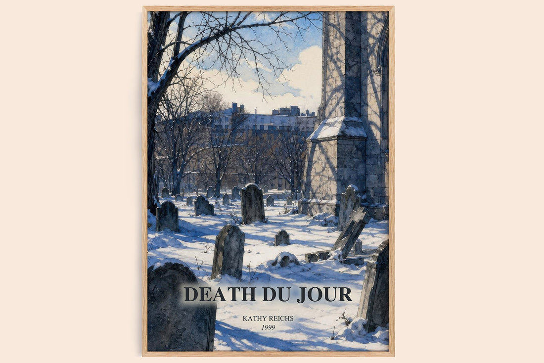 Death du Jour watercolour book poster by Kathy Reichs – framed literary art print