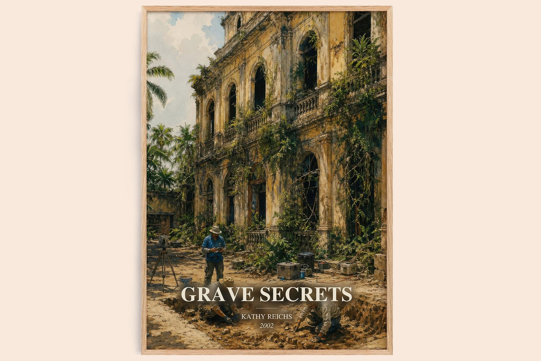 Grave Secrets watercolour book poster by Kathy Reichs – framed literary art print
