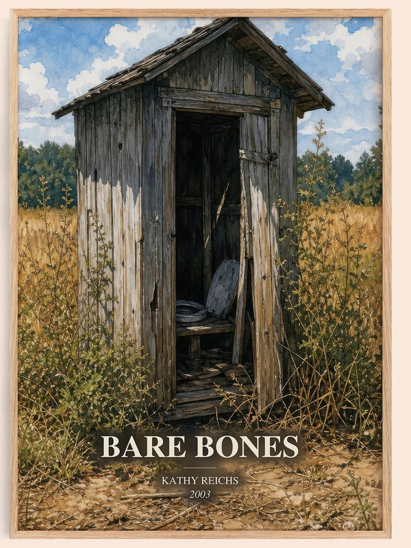 Bare Bones watercolour book poster by Kathy Reichs – framed literary art print