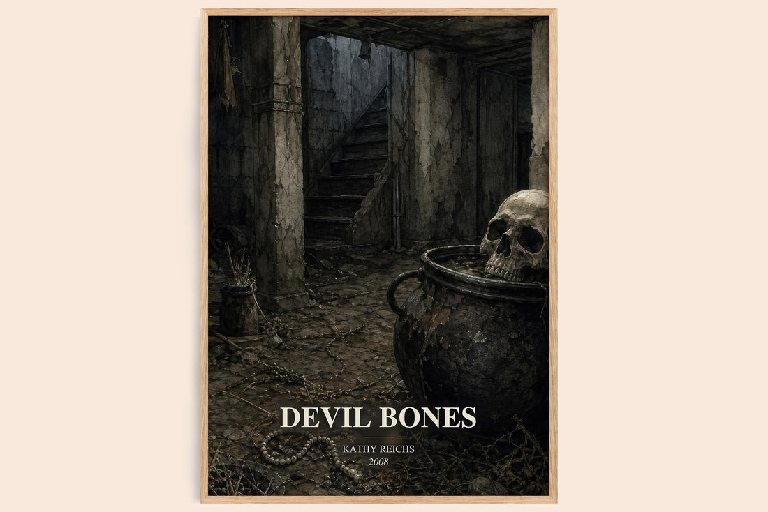 Devil Bones watercolour book poster by Kathy Reichs – framed literary art print