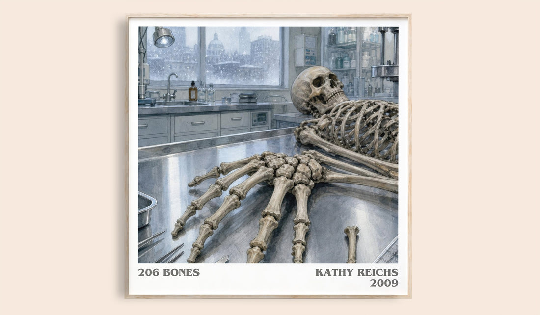 206 Bones literary book poster by Kathy Reichs – framed literary art print