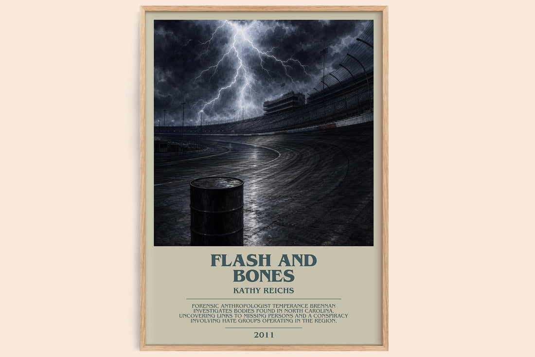 Flash and Bones bookish book poster by Kathy Reichs – framed literary art print