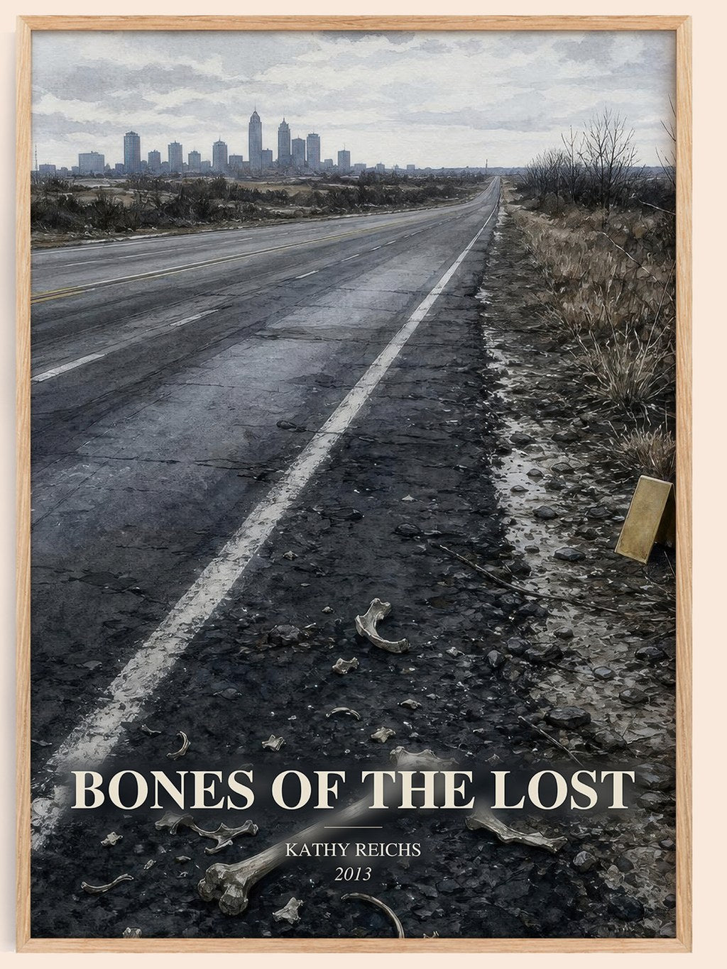 Bones of the Lost watercolour book poster by Kathy Reichs – framed literary art print