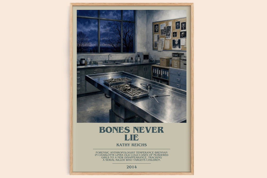 Bones Never Lie bookish book poster by Kathy Reichs – framed literary art print