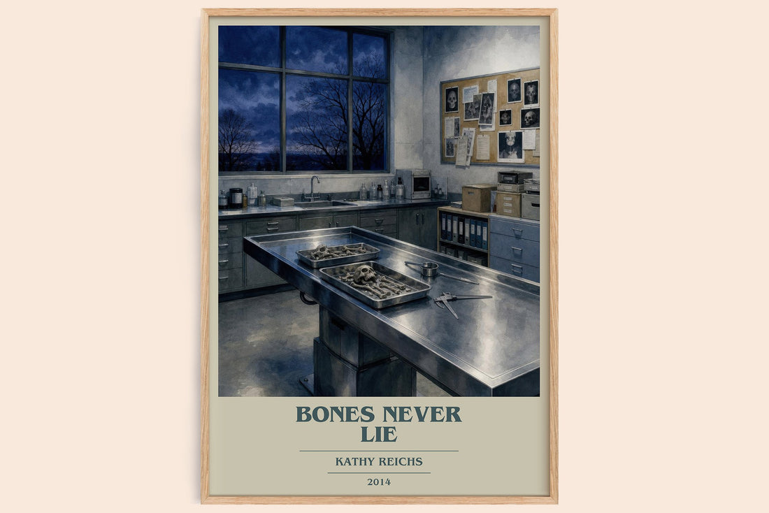 Bones Never Lie book cover book poster by Kathy Reichs – framed literary art print