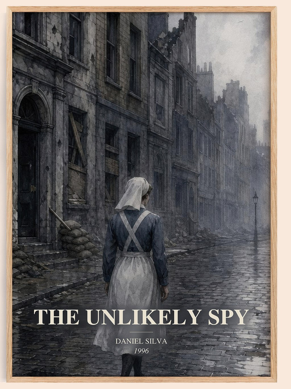 The Unlikely Spy watercolour book poster by Daniel Silva – framed literary art print