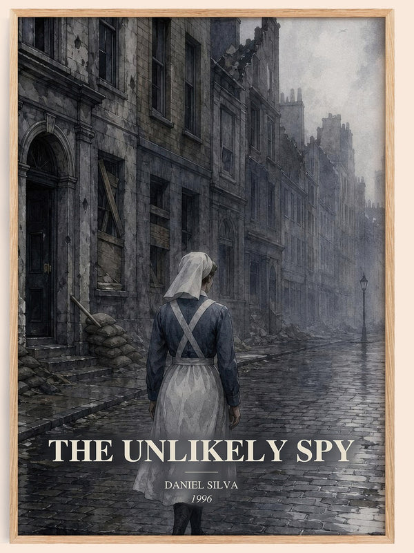 The Unlikely Spy watercolour book poster by Daniel Silva – framed literary art print