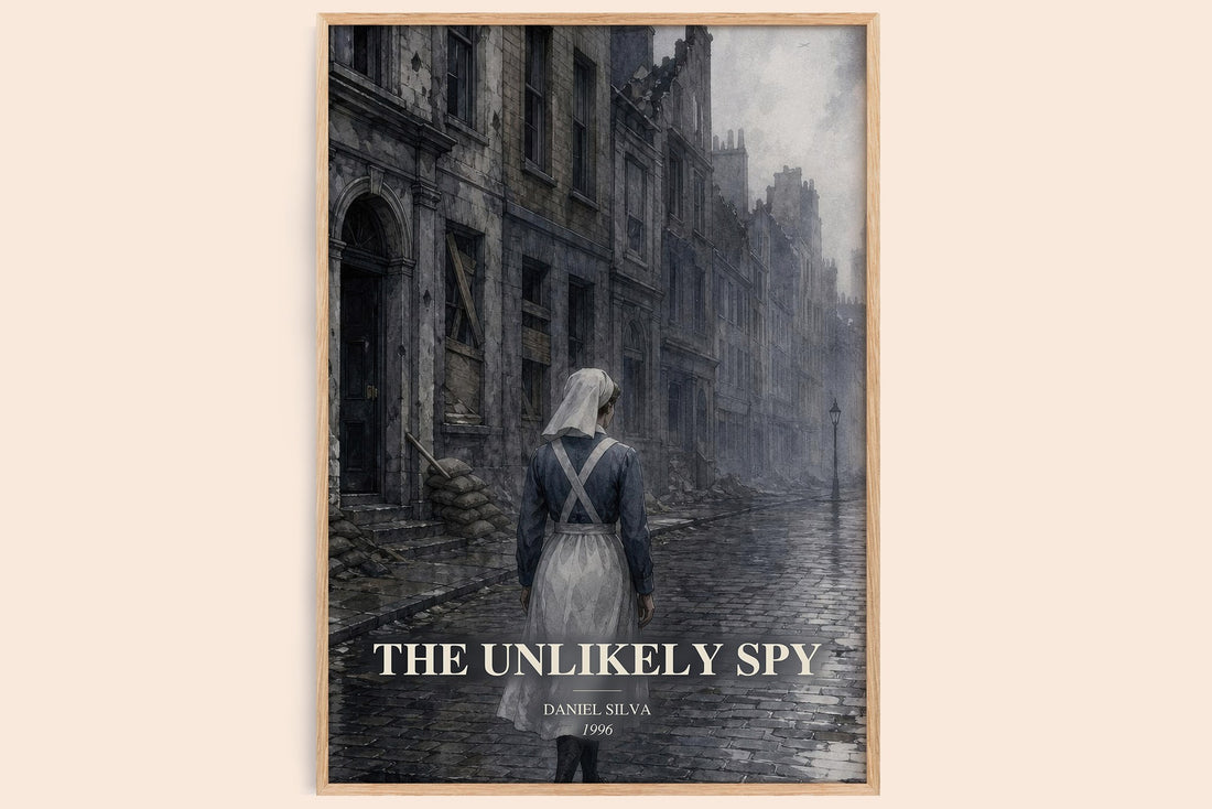 The Unlikely Spy watercolour book poster by Daniel Silva – framed literary art print