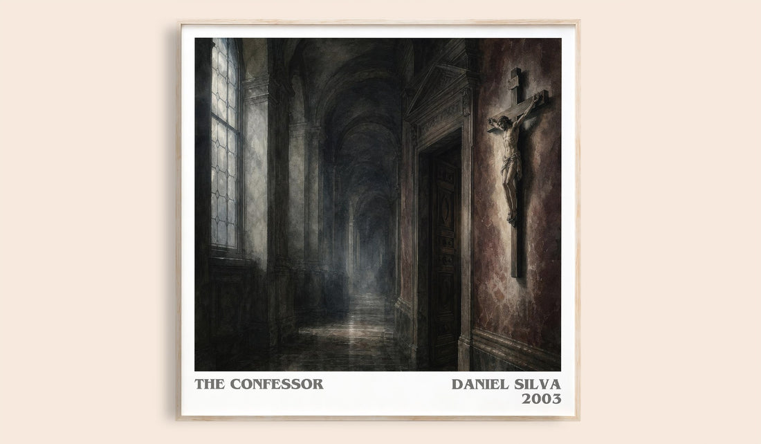 The Confessor literary book poster by Daniel Silva – framed literary art print