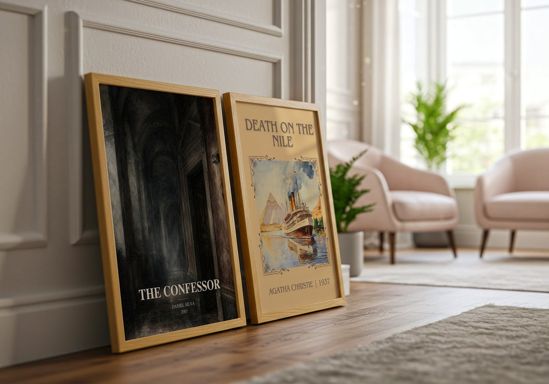 The Confessor watercolour print framed by window – literary home decor