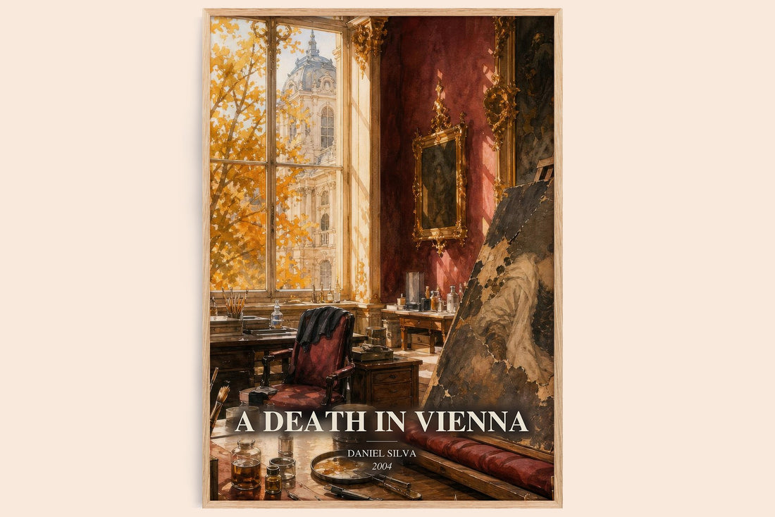 A Death in Vienna watercolour book poster by Daniel Silva – framed literary art print