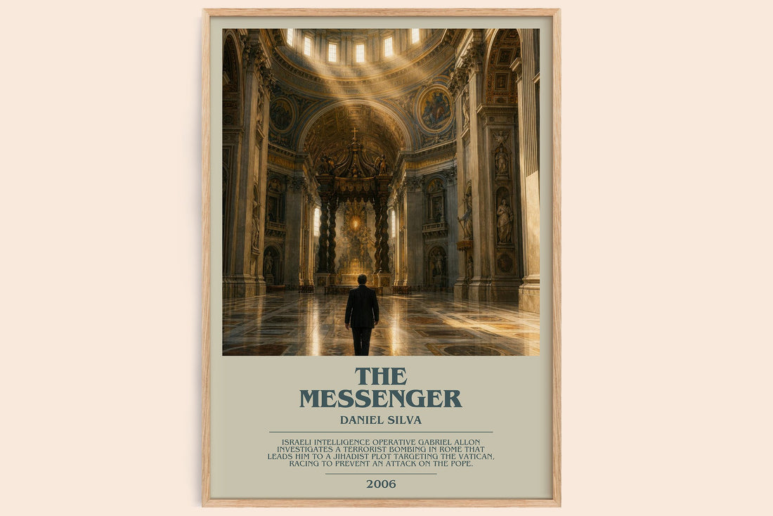 The Messenger bookish book poster by Daniel Silva – framed literary art print