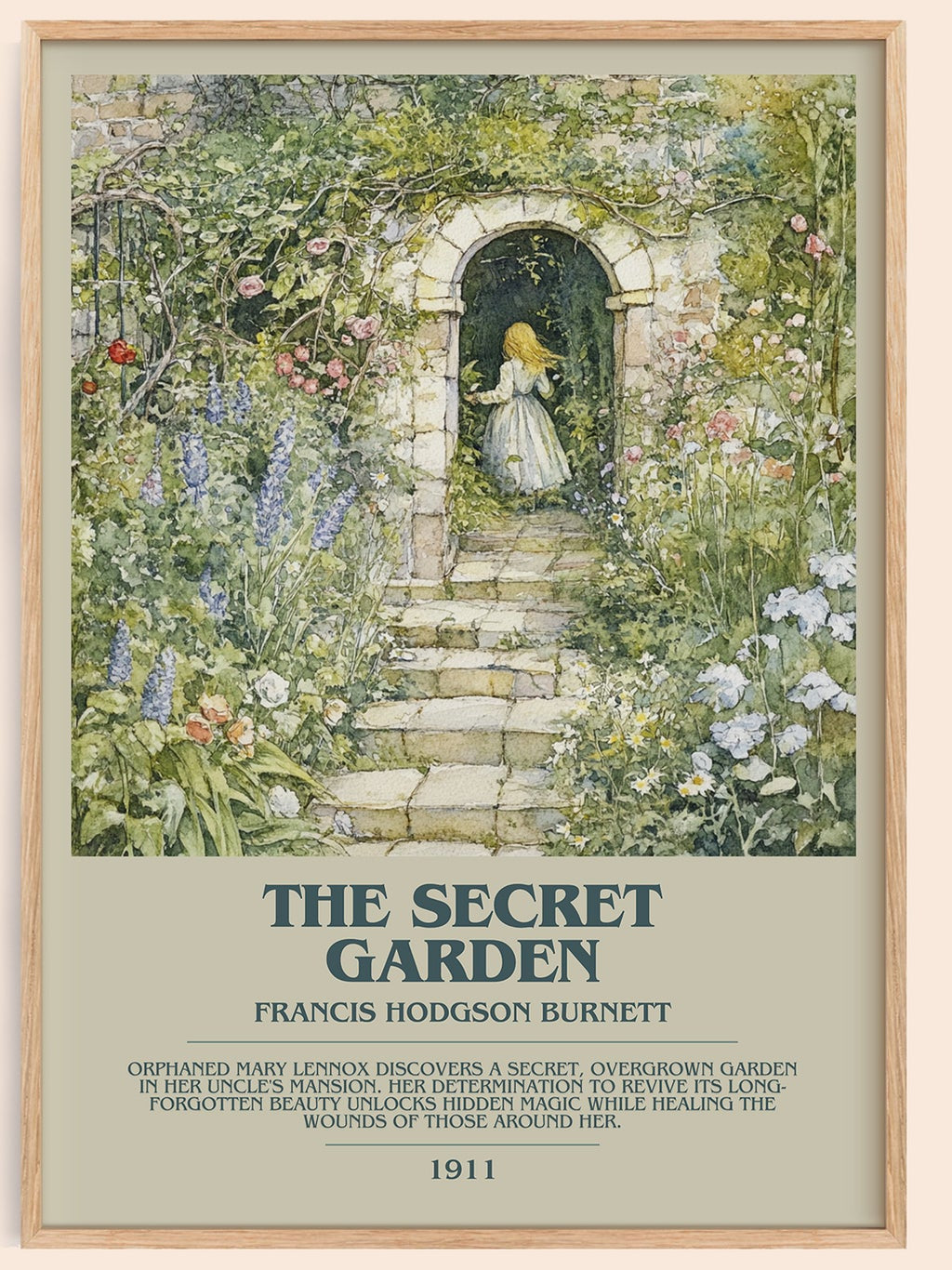 The Secret Garden bookish book poster by Frances Hodgson Burnett – framed literary art print