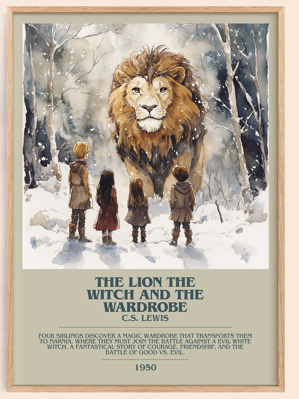 The Lion, the Witch and the Wardrobe bookish book poster by C. S. Lewis – framed literary art print