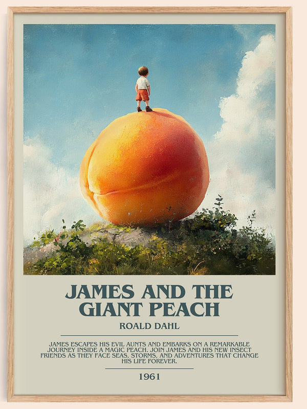 James and the Giant Peach bookish book poster by Roald Dahl – framed literary art print