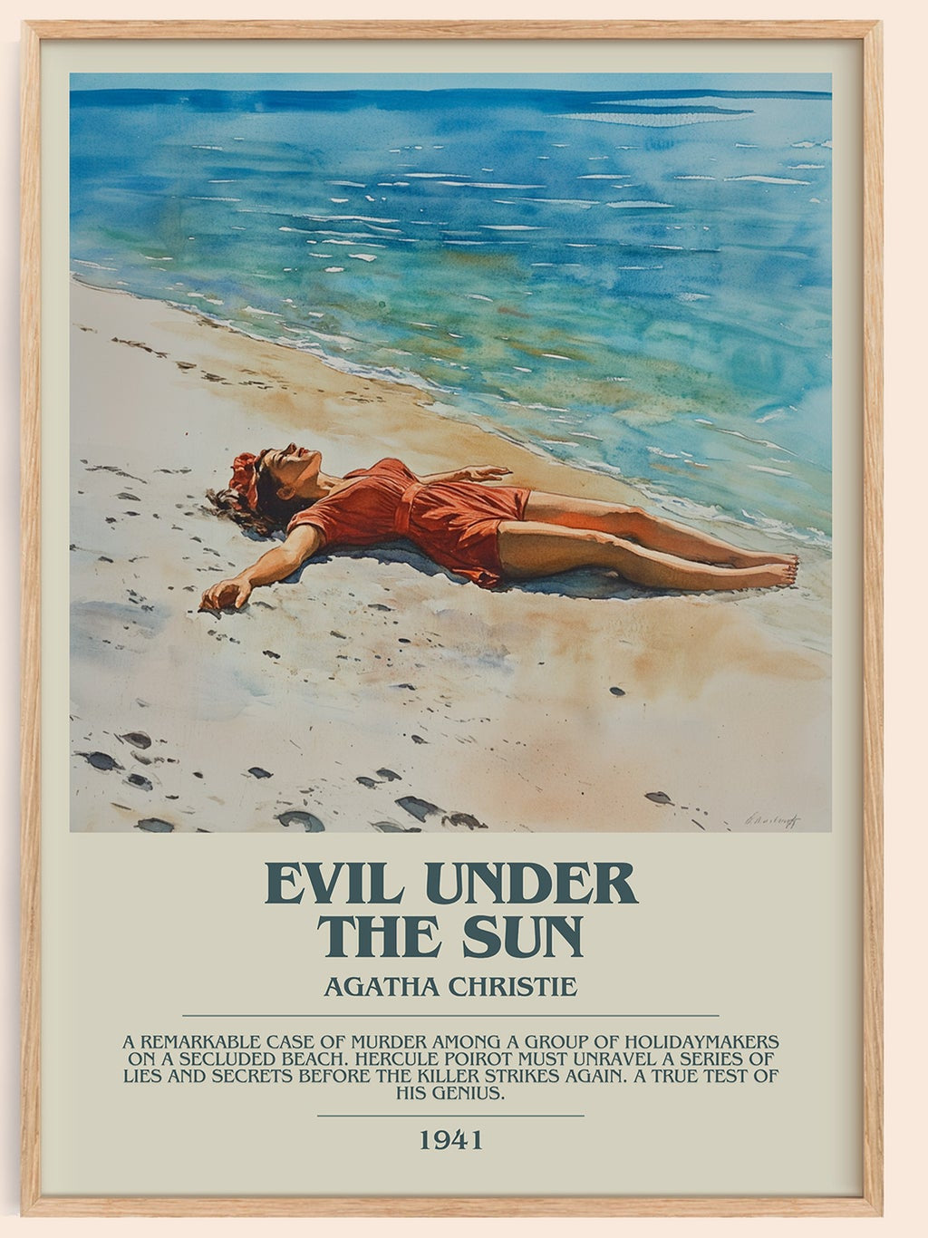 Evil Under the Sun bookish book poster by Agatha Christie – framed literary art print