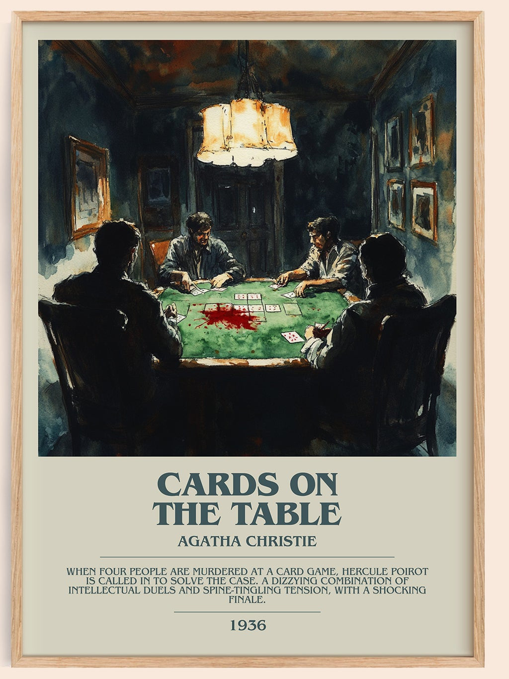 Cards on the Table bookish book poster by Agatha Christie – framed literary art print