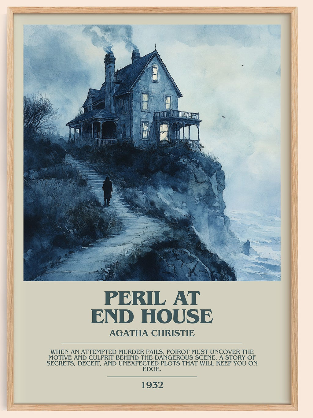 Peril at End House bookish book poster by Agatha Christie – framed literary art print