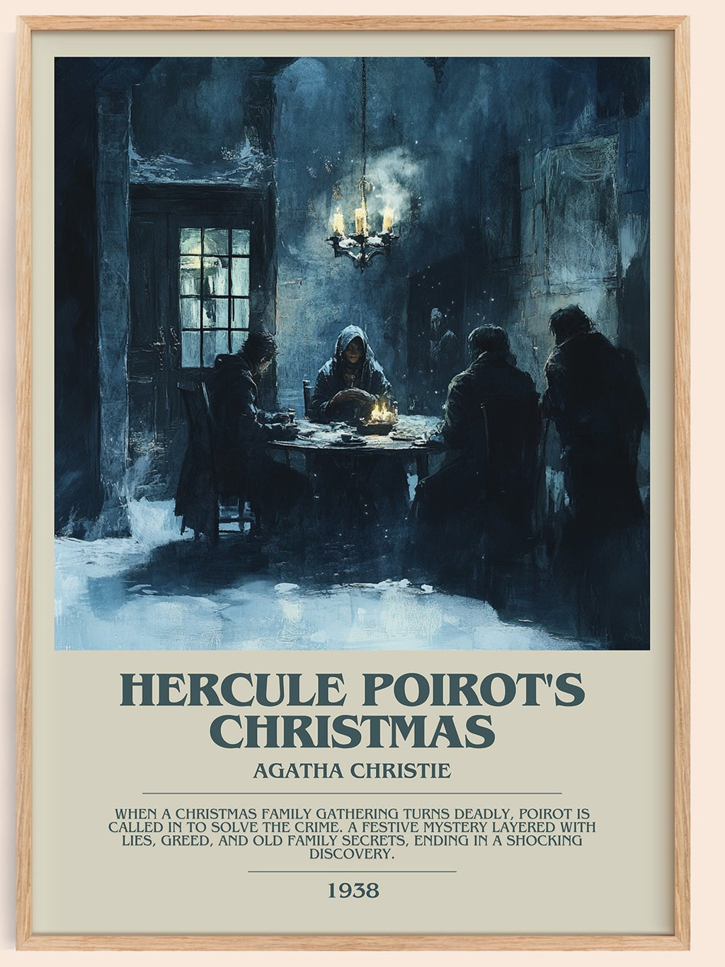 Hercule Poirot's Christmas bookish book poster by Agatha Christie – framed literary art print