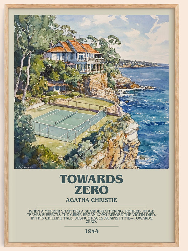 Towards Zero bookish book poster by Agatha Christie – framed literary art print