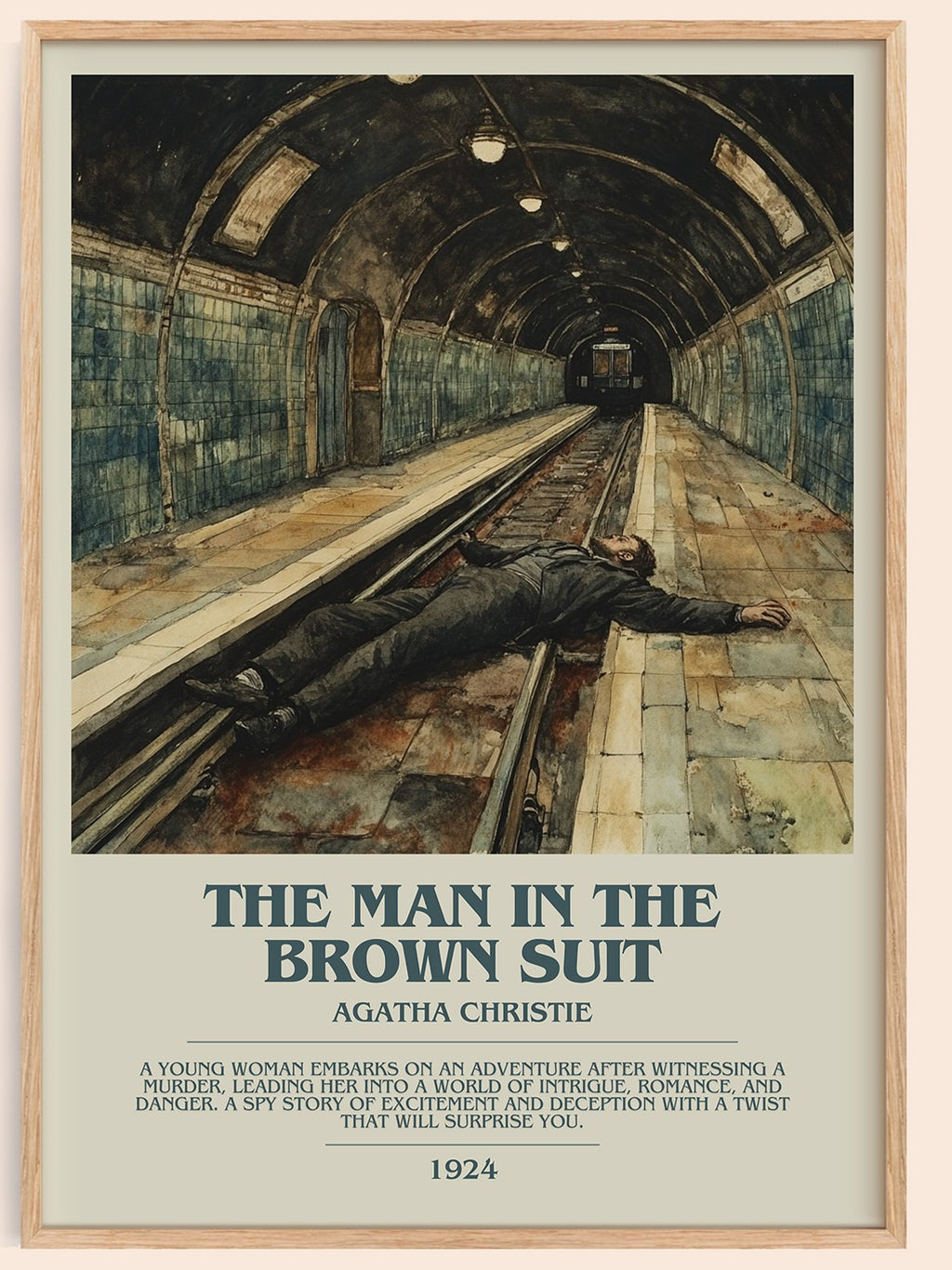 The Man in the Brown Suit bookish book poster by Agatha Christie – framed literary art print