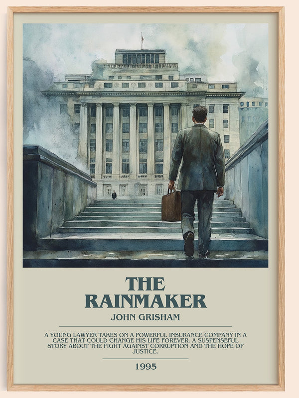 The Rainmaker bookish book poster by John Grisham – framed literary art print