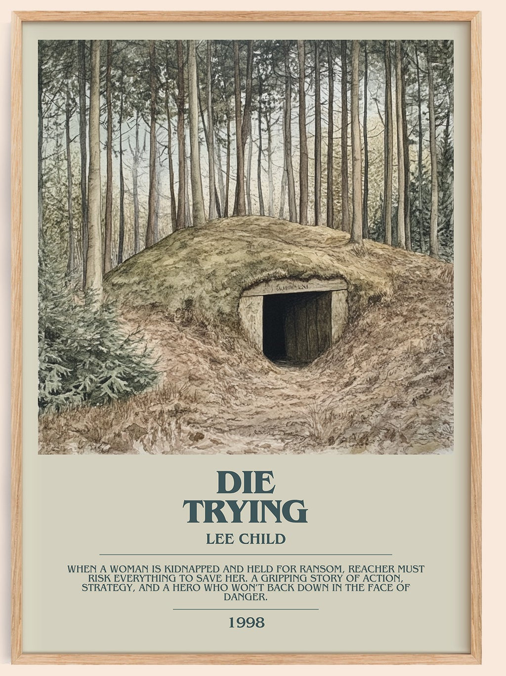 Die Trying bookish book poster by Lee Child – framed literary art print