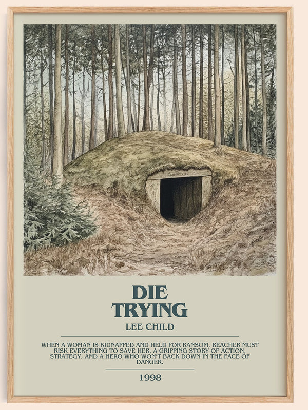 Die Trying bookish book poster by Lee Child – framed literary art print