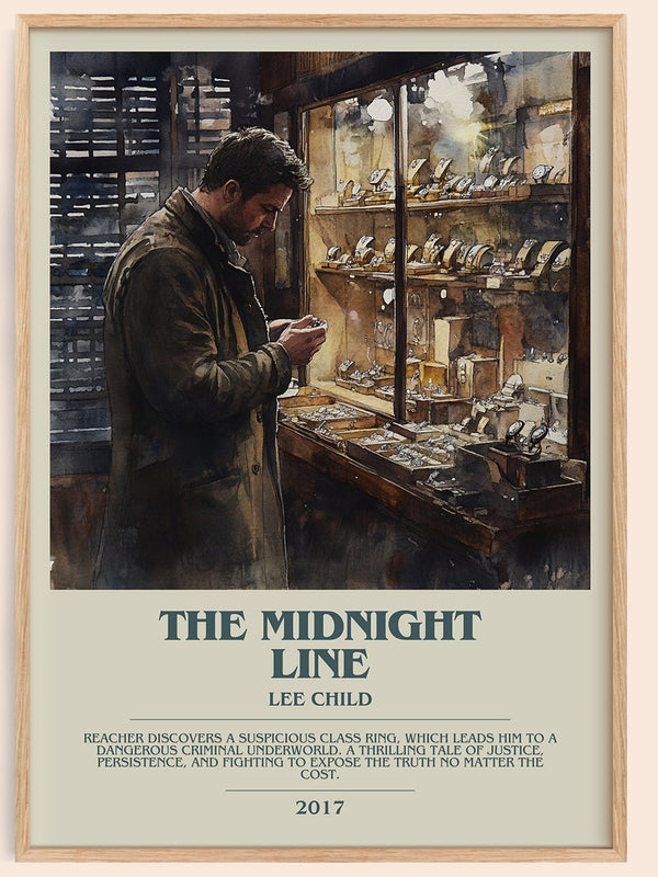 The Midnight Line bookish book poster by Lee Child – framed literary art print