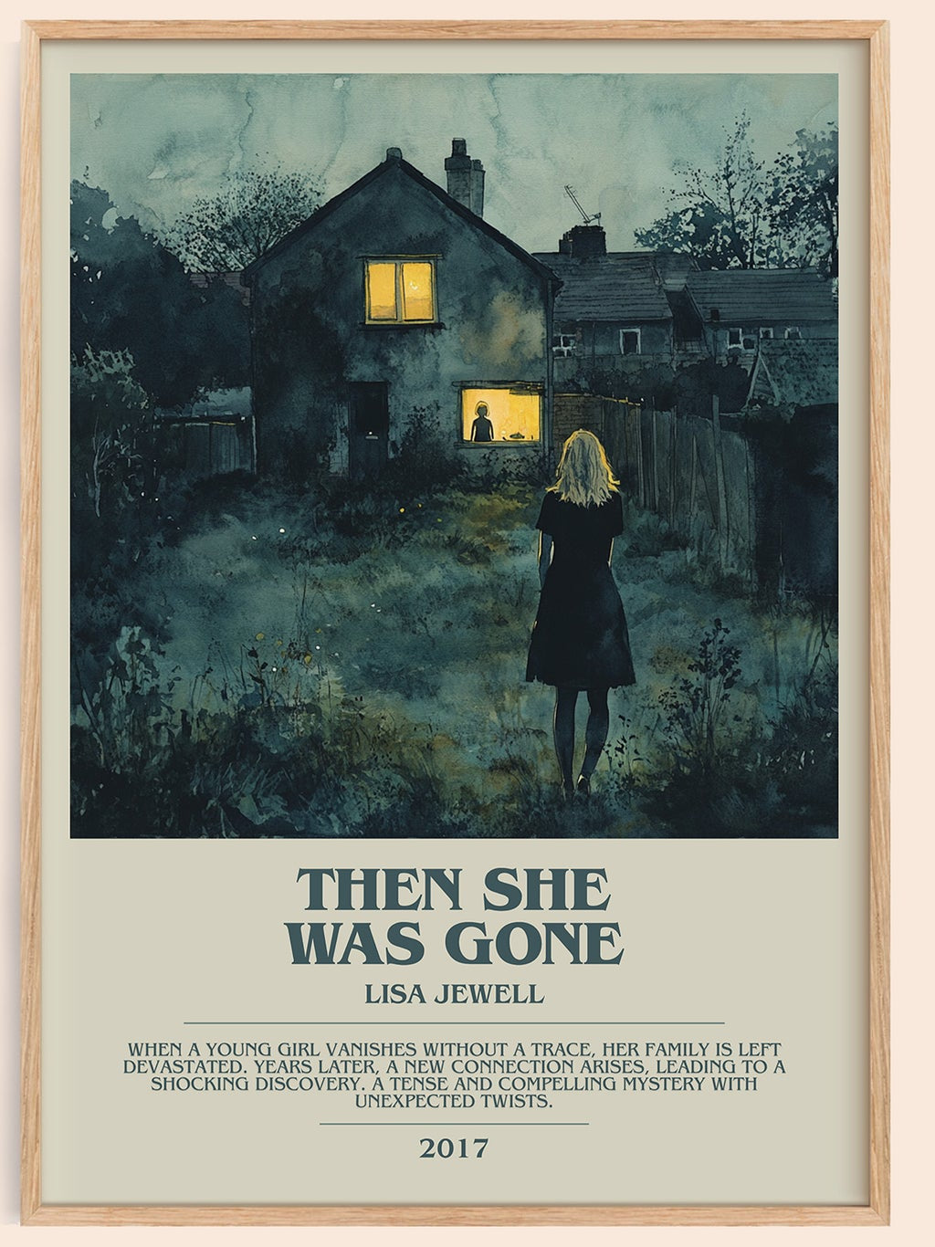 Then She Was Gone bookish book poster by Lisa Jewell – framed literary art print