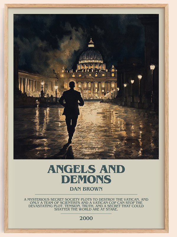 Angels And Demons bookish book poster by Dan Brown – framed literary art print