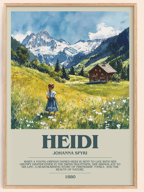 Heidi bookish book poster by Johanna Spyri – framed literary art print