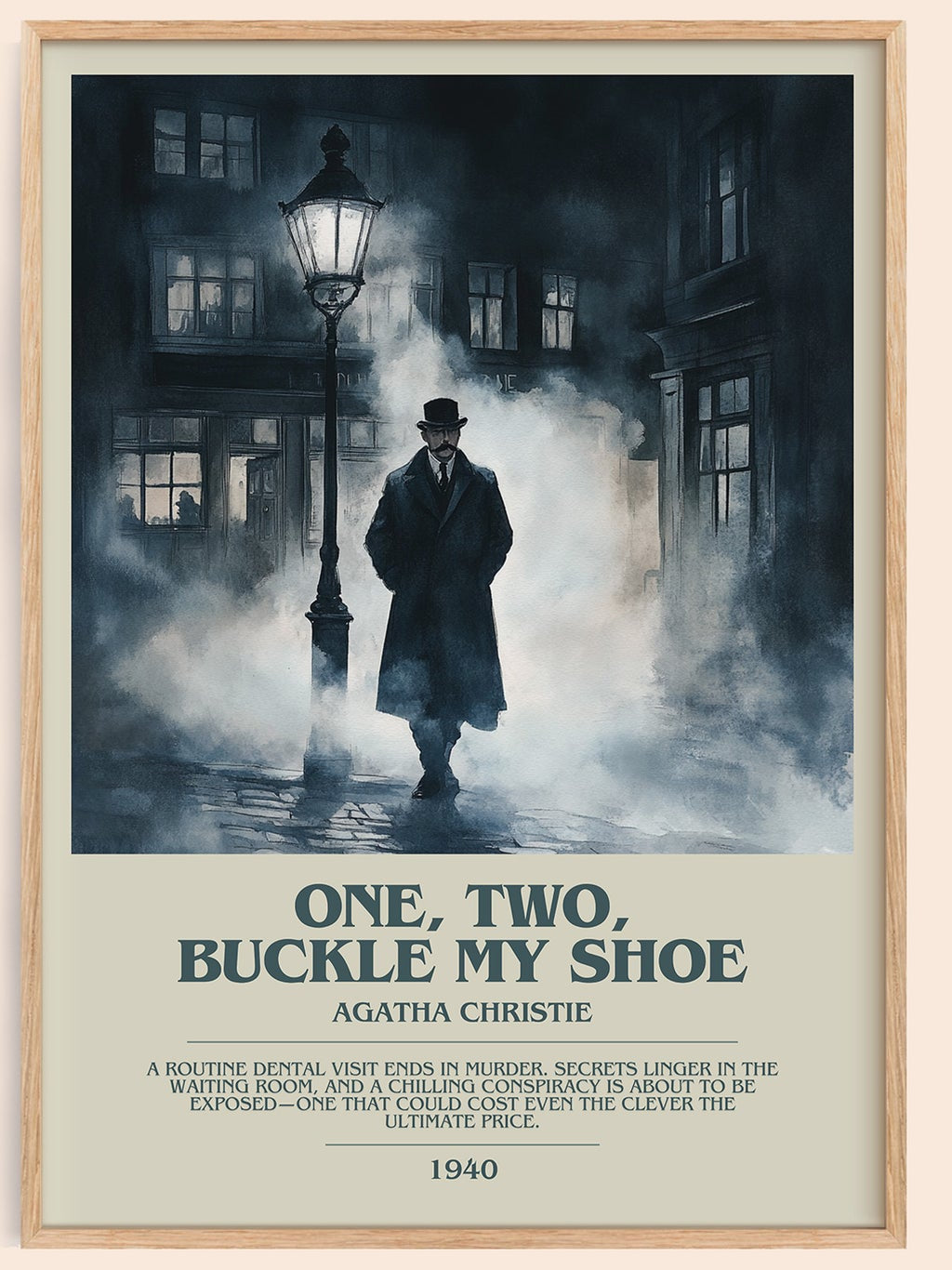 One, Two, Buckle My Shoe bookish book poster by Agatha Christie – framed literary art print