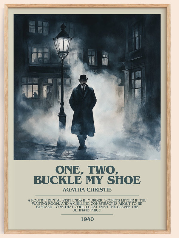 One, Two, Buckle My Shoe bookish book poster by Agatha Christie – framed literary art print
