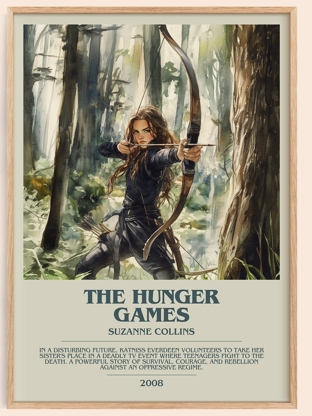 Hunger Games bookish book poster by Suzanne Collins – framed literary art print
