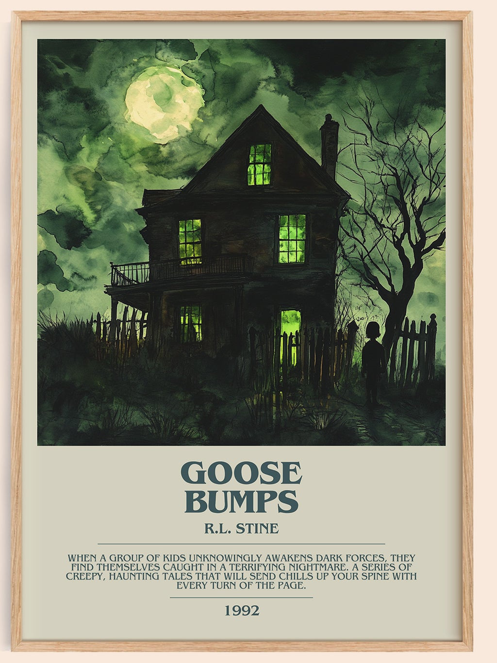 Goosebumps bookish book poster by R.L. Stine – framed literary art print