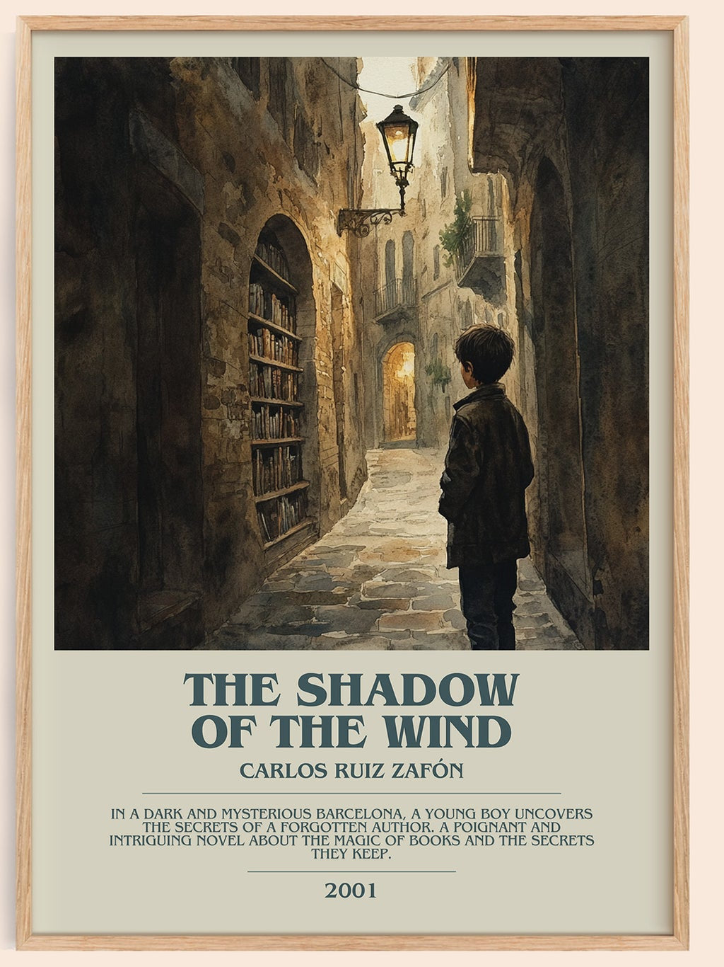 The Shadow Of The Wind bookish book poster by Carlos Ruiz Zafón – framed literary art print