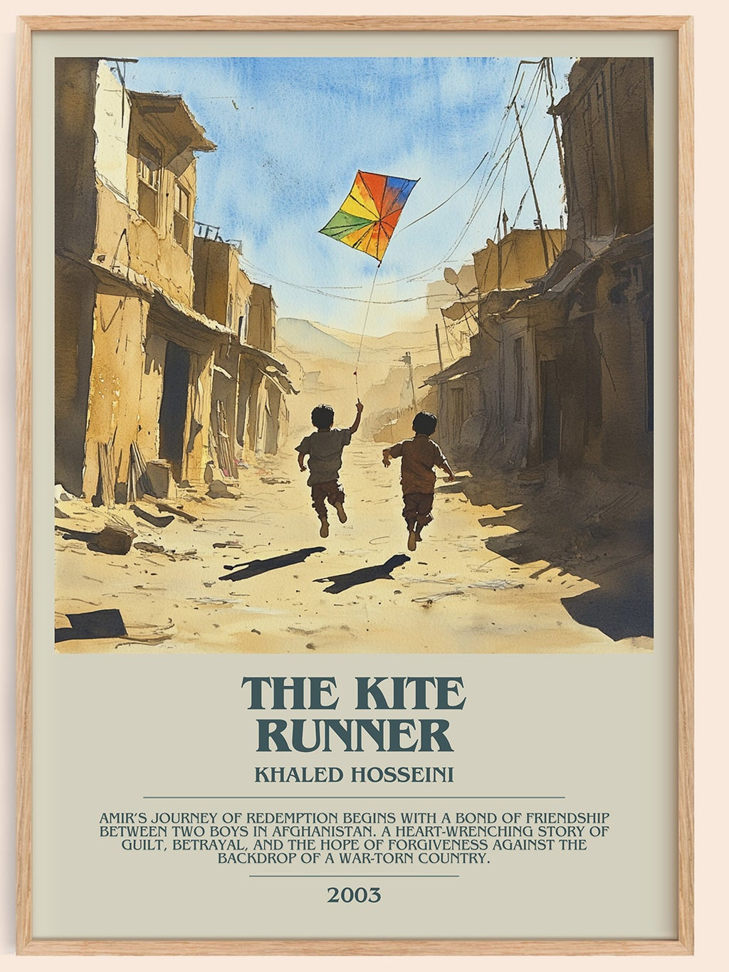 The Kite Runner bookish book poster by Khaled Hosseini – framed literary art print