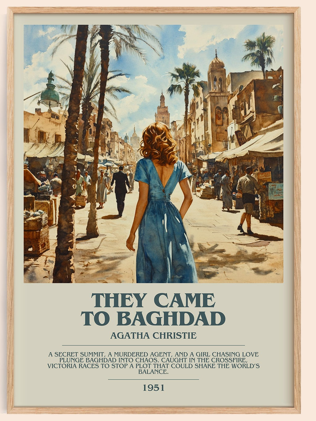 They Came to Baghdad bookish book poster by Agatha Christie – framed literary art print