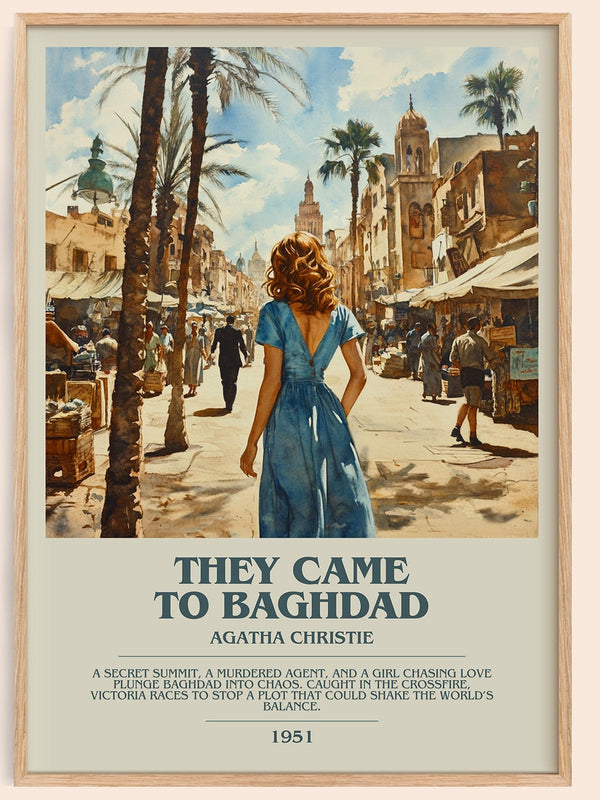 They Came to Baghdad bookish book poster by Agatha Christie – framed literary art print