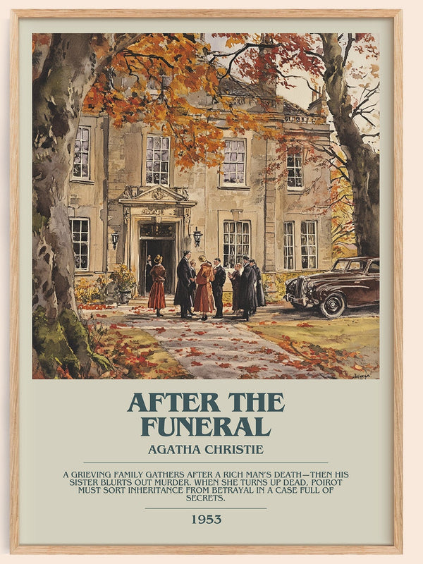 After the Funeral bookish book poster by Agatha Christie – framed literary art print