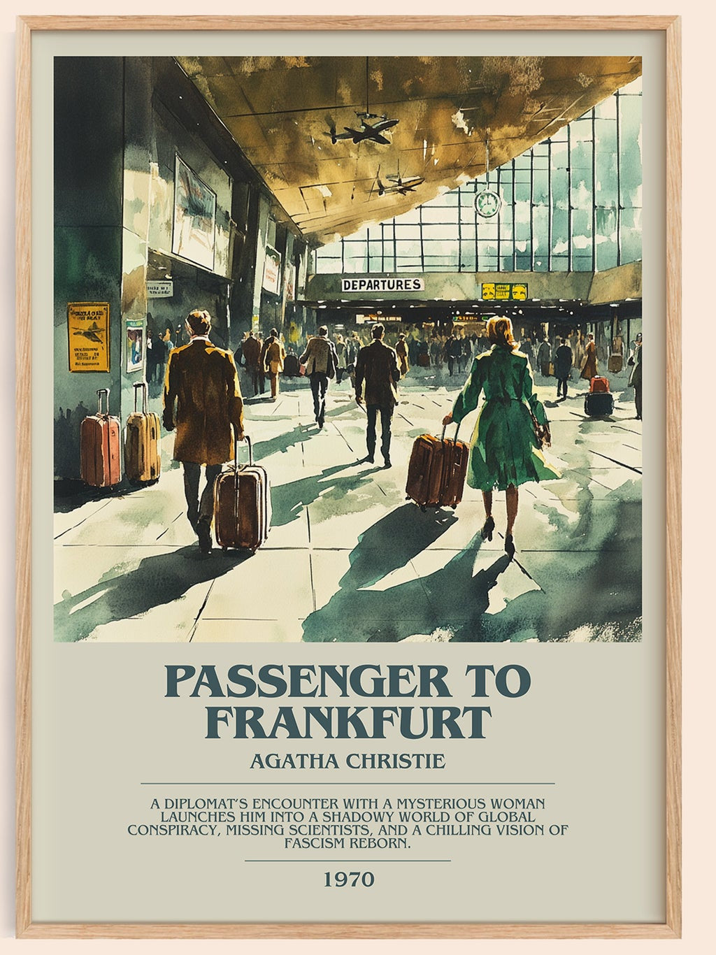 Passenger to Frankfurt bookish book poster by Agatha Christie – framed literary art print