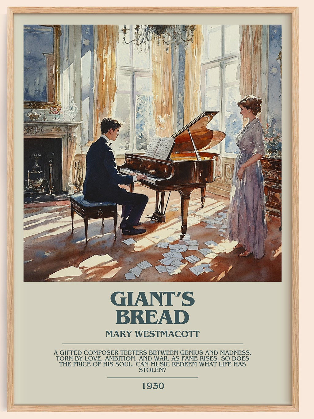 Giant’s Bread bookish book poster by Mary Westmacott – framed literary art print