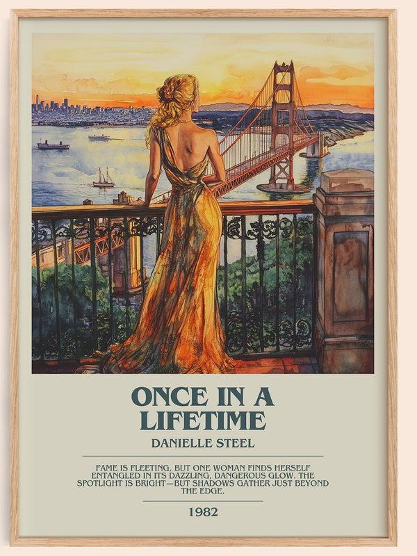 Once in a Lifetime bookish book poster by Danielle Steel – framed literary art print